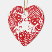 Red Whirling Koi Carp Fish Group Keramisch Ornament (Links)