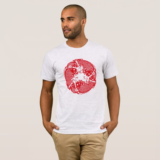 Red Whirling Koi Carp Fish Group Klassieke Mannen T-shirt (Voorkant volledig)