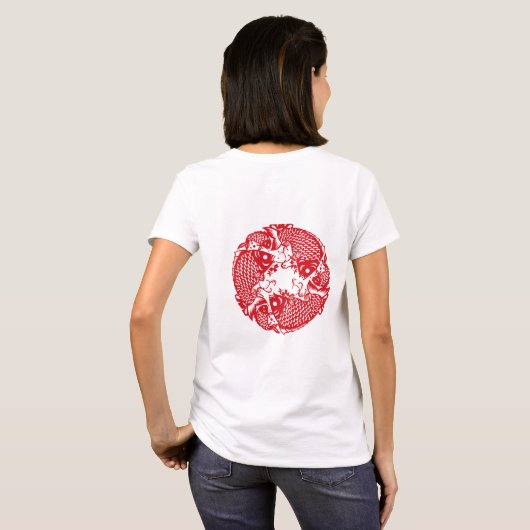 Red Whirling Koi Carp Fish Group Klassieke WT T-shirt (Achterkant volledig)