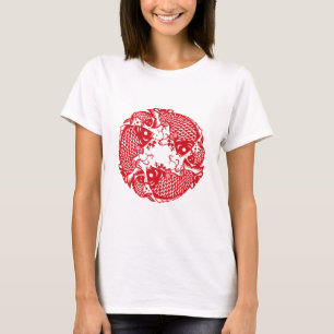 Red Whirling Koi Carp Fish Group Klassieke WT T-shirt