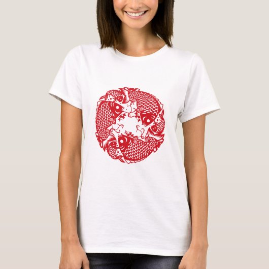 Red Whirling Koi Carp Fish Group Klassieke WT T-shirt (Voorkant)