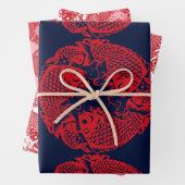 Red Whirling Koi Carp Fish Group WPS3 Inpakpapier Vel (In situ)