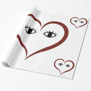 REd - White Abstract Art Heart Face Cadeaupapier