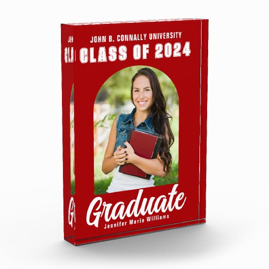 Red White Afstuderen moderne Arch Graduation Party Fotoblokken (Links)