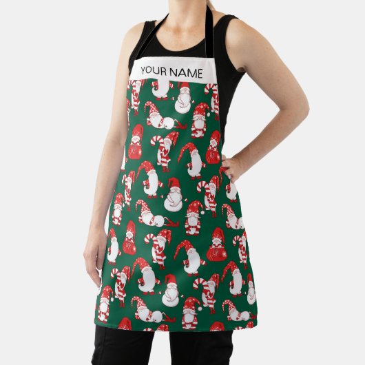 Red & White All-Over Christmas Gnome Pattern Schort (Insitu)