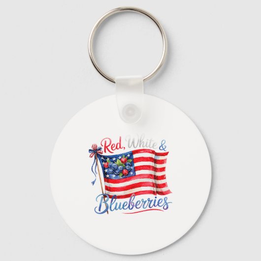Red White &amp; Blueberries Coquette Flag Bow Men  Sleutelhanger (Voorkant)