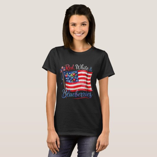 Red White &amp; Blueberries Coquette Flag Bow Men  T-shirt (Voorkant volledig)