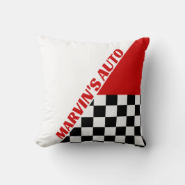 Red White and Black Checkers Racing Thema en naam Kussen