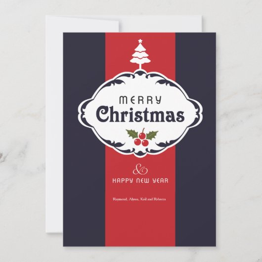Red White and Blue Christmas Greeting Card Feestdagenkaart (Voorkant)