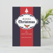 Red White and Blue Christmas Greeting Card Feestdagenkaart (Staand voorkant)