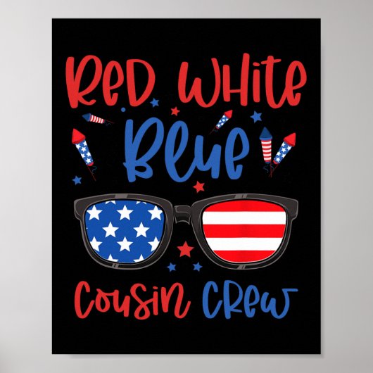 Red White and Blue Cousin Crew 4 juli Kinder Veren Poster (Voorkant)