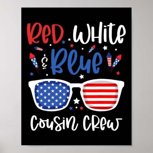 Red White and Blue Cousin Crew 4 juli Kinder Veren Poster (Voorkant)