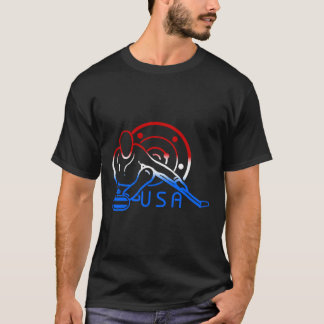 Red White and Blue Curling Flag Curling Stone Vere T-shirt