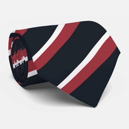 Red White and Blue Diagonal Striped Classic Stropdas (Opgerold)