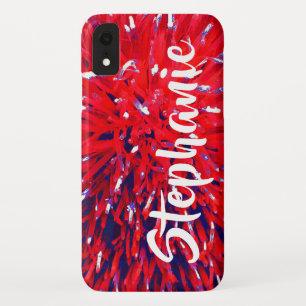 Red White and Blue Floral Abstract, Name Case-Mate iPhone Case