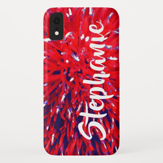Red White and Blue Floral Abstract, Name Case-Mate iPhone Case (Achterkant)