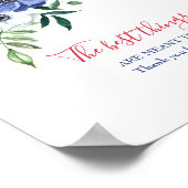 Red White and Blue Floral Favor Table Sign Poster (Hoek)