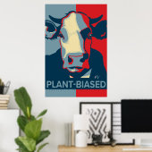 Red White and Blue Pop Art Inspired Cow Poster (Thuiskantoor)