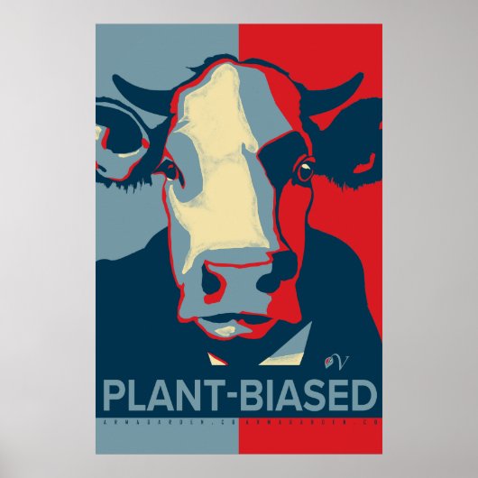 Red White and Blue Pop Art Inspired Cow Poster (Voorkant)