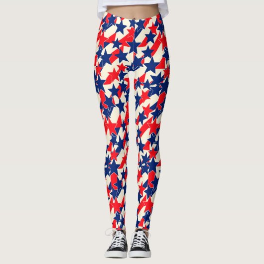 Red, White, and Blue Stars and Stripes Leggings (Voorkant)