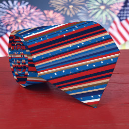 Red, White and Blue Striped Patriotic Necktie Stropdas