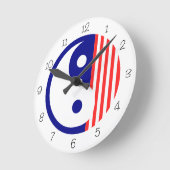 Red, White and Blue Yin Yang Round Clock Ronde Klok (Hoek)