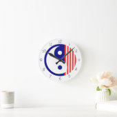 Red, White and Blue Yin Yang Round Clock Ronde Klok (Huis)