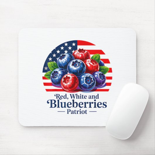 Red White And Blueberries Christian Patriotic  Muismat (Met muis)