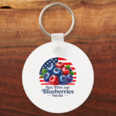 Red White And Blueberries Christian Patriotic Sleutelhanger (Voorkant)