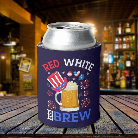 Red White and Brew - Funny 4th July Celebration Blikjeskoeler