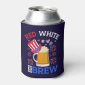 Red White and Brew - Funny 4th July Celebration Blikjeskoeler (Blikje Voorkant)