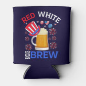 Red White and Brew - Funny 4th July Celebration Blikjeskoeler (Voorkant)