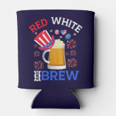 Red White and Brew - Funny 4th July Celebration Blikjeskoeler (Achterkant)