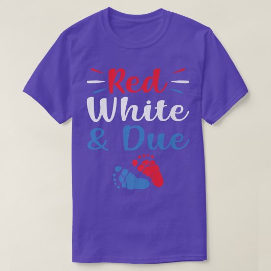 Red White And Due 4th of July Pregnancy Announceme T-shirt (Design voorkant)