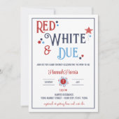 Red White and Due Baby Shower Invitation Kaart (Voorkant)