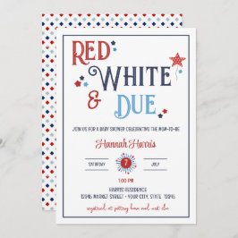 Red White and Due Baby Shower Invitation Kaart