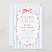 Red White and Due Baby Shower Invitation Kaart (Voorkant)