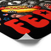 Red White and Feral Funny Raccoon Verenigde Staten Poster (Hoek)