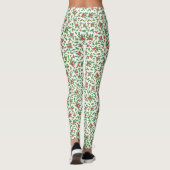 Red, white, and green holly Christmas Patterned Leggings (Achterkant)