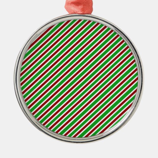 Red, White and Green Stripes Metalen Ornament (Voorkant)