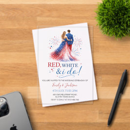 Red White and I do Acrylic Wedding Invitation Acryl Uitnodigingen