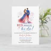 Red White and I do Wedding Invitation Kaart (Staand voorkant)