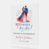 Red White and I do Wedding Welcome Acryl Bord (Hoek)