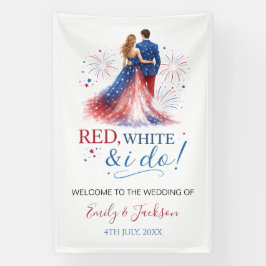Red White and I do Wedding Welcome Spandoek