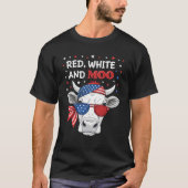 Red White and Moo Patriotic Cow 4th of July Tee T-shirt (Voorkant)