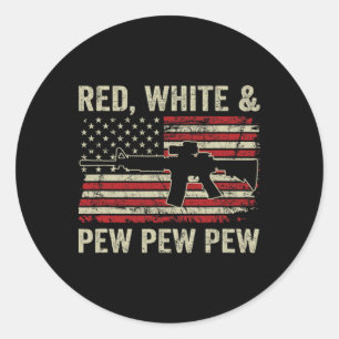 Red White and Pew - Patriotic Pro Pistool AR15 Ver Ronde Sticker