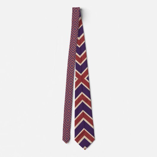 Red White And Purple Striped Diamond Pattern  Stropdas (Achterkant)