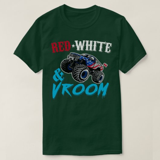 Red White And Vroom Monster Truck American Flag T-shirt (Design voorkant)