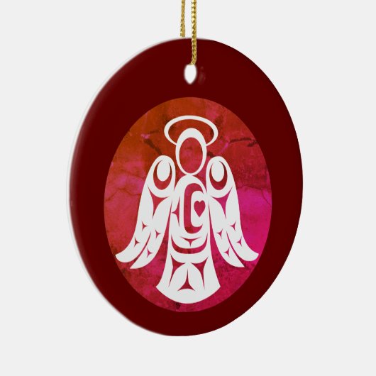 Red-White Angel Keramisch Ornament (Rechts)