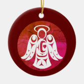 Red-White Angel Keramisch Ornament (Voorkant)